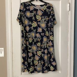 Paisley navy blue swing dress